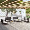 Image de vidaXL Salon de jardin 8 pcs avec coussins résine tressée noir