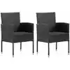 Image de vidaXL Chaises de jardin avec coussins noir lot de 2 résine tressée