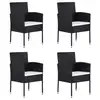 Image de vidaXL Chaises de jardin coussins blanc crème 4pcs noir résine tressée