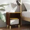 Image de vidaXL Table de chevet avec pieds en bois Chêne marron 40x30x50 cm