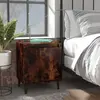 Image de vidaXL Table de chevet avec pieds en métal Chêne fumé 40x30x50 cm