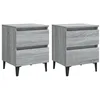 Image de vidaXL Lot de 2 tables de chevet avec pieds en métal Gris Sonoma 40 x 35 x 50 cm