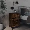 Image de vidaXL Table de chevet avec pieds en métal Chêne fumé 40x35x69 cm