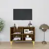 Image de vidaXL Meuble TV avec pieds en bois massif Chêne marron 69,5x30x50 cm