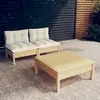 Image de vidaXL Salon de jardin 3 pcs avec coussins crème bois de pin