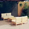 Image de vidaXL Salon de jardin 5 pcs avec coussins crème bois de pin