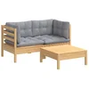 Image de vidaXL Salon de jardin 3 pcs avec coussins gris Bois de pin