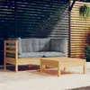 Image de vidaXL Salon de jardin 3 pcs avec coussins gris Bois de pin