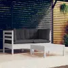 Image de vidaXL Salon de jardin 3 pcs avec coussins anthracite bois de pin