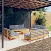Image de vidaXL Salon de jardin 13 pcs avec coussins gris bois de pin