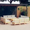 Image de vidaXL Salon de jardin 13 pcs avec coussins crème bois de pin