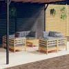 Image de vidaXL Salon de jardin 9 pcs avec coussins gris bois de pin