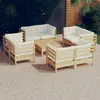 Image de vidaXL Salon de jardin 9 pcs avec coussins crème bois de pin