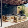 Image de vidaXL Salon de jardin 13 pcs avec coussins gris bois de pin