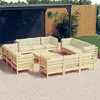 Image de vidaXL Salon de jardin 13 pcs avec coussins crème bois de pin