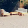 Image de vidaXL Salon de jardin 6 pcs avec coussins crème bois de pin