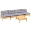 Image de vidaXL Salon de jardin 5 pcs avec coussins gris bois de pin