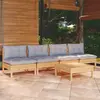 Image de vidaXL Salon de jardin 5 pcs avec coussins gris bois de pin