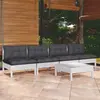 Image de vidaXL Salon de jardin 5 pcs avec coussins anthracite bois de pin