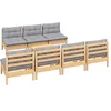 Image de vidaXL Salon de jardin 8 pcs avec coussins gris Bois de pin