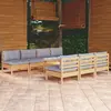 Image de vidaXL Salon de jardin 8 pcs avec coussins gris Bois de pin