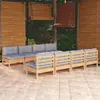 Image de vidaXL Salon de jardin 9 pcs avec coussins gris bois de pin massif