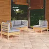 Image de vidaXL Salon de jardin 4 pcs avec coussins gris Bois de pin massif