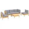 Image de vidaXL Salon de jardin 6 pcs avec coussins gris Bois de pin massif