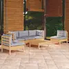Image de vidaXL Salon de jardin 6 pcs avec coussins gris Bois de pin massif