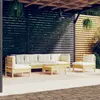 Image de vidaXL Salon de jardin 7 pcs avec coussins crème bois de pin massif