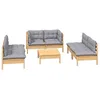 Image de vidaXL Salon de jardin 7 pcs avec coussins gris bois de pin massif