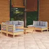 Image de vidaXL Salon de jardin 7 pcs avec coussins gris bois de pin massif