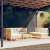 Image de vidaXL Salon de jardin 7 pcs avec coussins crème bois de pin massif
