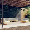 Image de vidaXL Salon de jardin 8 pcs avec coussins crème Bois de pin massif