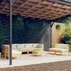 Image de vidaXL Salon de jardin 9 pcs avec coussins crème bois de pin massif