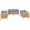 Image de vidaXL Salon de jardin 6 pcs avec coussins gris Bois de pin massif