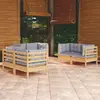 Image de vidaXL Salon de jardin 6 pcs avec coussins gris Bois de pin massif