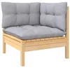 Image de vidaXL Salon de jardin 7 pcs avec coussins gris bois de pin massif