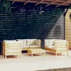 Image de vidaXL Salon de jardin 7 pcs avec coussins crème bois de pin massif