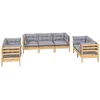 Image de vidaXL Salon de jardin 7 pcs avec coussins gris bois de pin massif