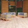 Image de vidaXL Salon de jardin 7 pcs avec coussins gris bois de pin massif