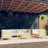Image de vidaXL Salon de jardin 8 pcs avec coussins crème Bois de pin massif