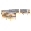 Image de vidaXL Salon de jardin 8 pcs avec coussins gris Bois de pin massif