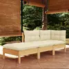 Image de vidaXL Salon de jardin 3 pcs avec coussins crème Bois de pin massif