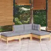 Image de vidaXL Salon de jardin 4 pcs avec coussins gris Bois de pin massif