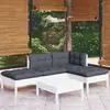 Image de vidaXL Salon de jardin 5 pcs avec coussins blanc bois de pin