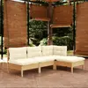 Image de vidaXL Salon de jardin 4 pcs avec coussins crème Bois de pin