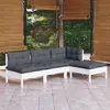 Image de vidaXL Salon de jardin 4 pcs avec coussins blanc bois de pin