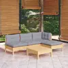 Image de vidaXL Salon de jardin 5 pcs avec coussins gris bois de pin