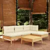 Image de vidaXL Salon de jardin 5 pcs avec coussins crème bois de pin